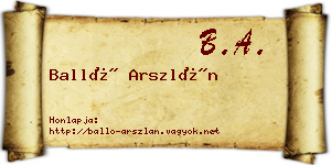 Balló Arszlán névjegykártya